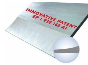 Listwa raklowa CBG Acciai z profilem WING Lamella – przekrój krawędzi